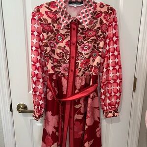 Dalia Polka Dot Mixed Pink & Burgundy Blouse